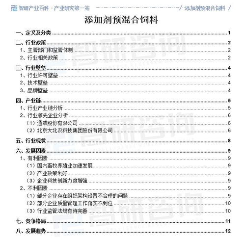 行業(yè)競(jìng)爭(zhēng)格局分析 智研產(chǎn)業(yè)百科 添加劑預(yù)混合飼料